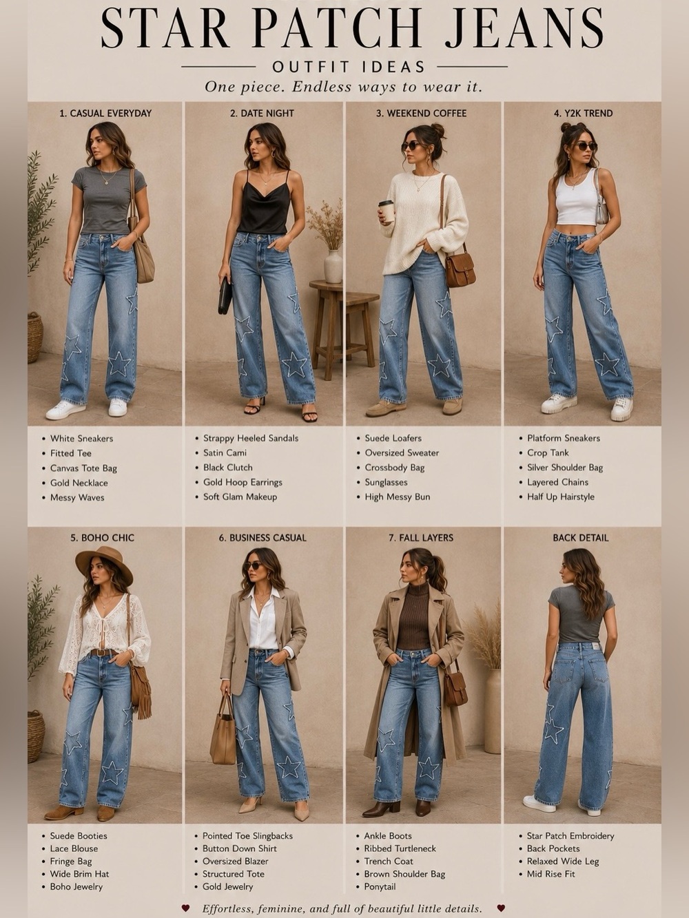 Disclosure Star Patch Wide Leg Jeans - Blue - Picture 2 of 6